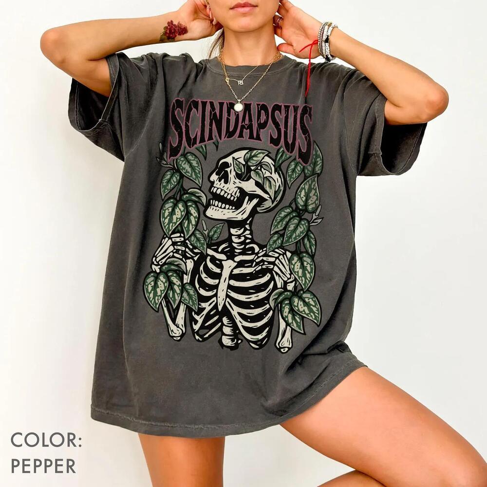 Scindapsus Skeleton Shirt S, Gothic Houseplant Shirt